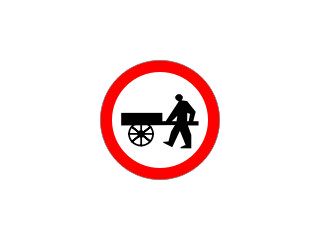 B-12: zakaz wjazdu wózków ręcznych